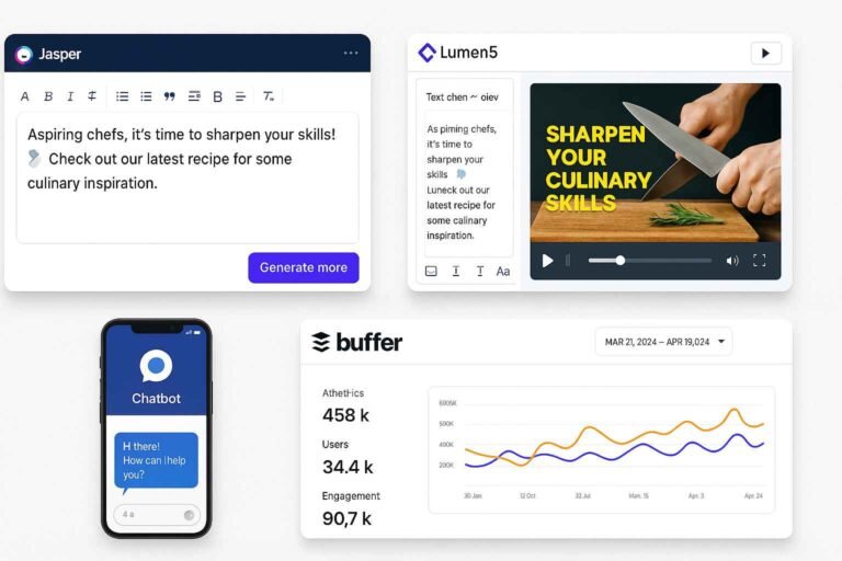 Digital marketer using AI tools for social media content and scheduling