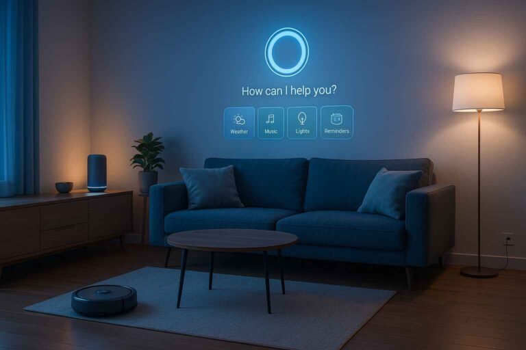 Modern home with everyday AI technology in action