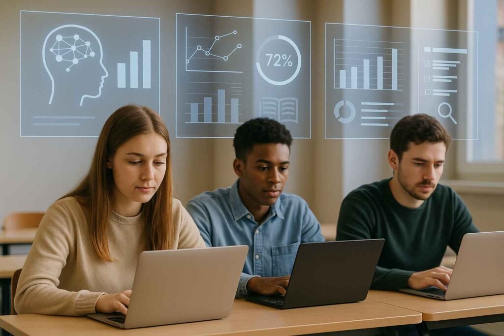 Students learning with AI-driven personalized platforms