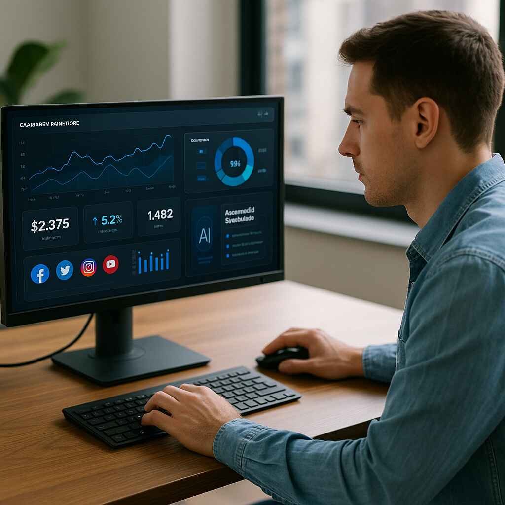 Marketer using AI-powered dashboard for campaign insights