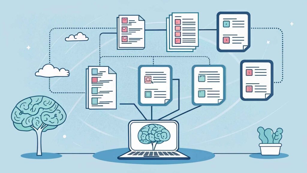 AI-enhanced note-taking interface linking and organizing thoughts