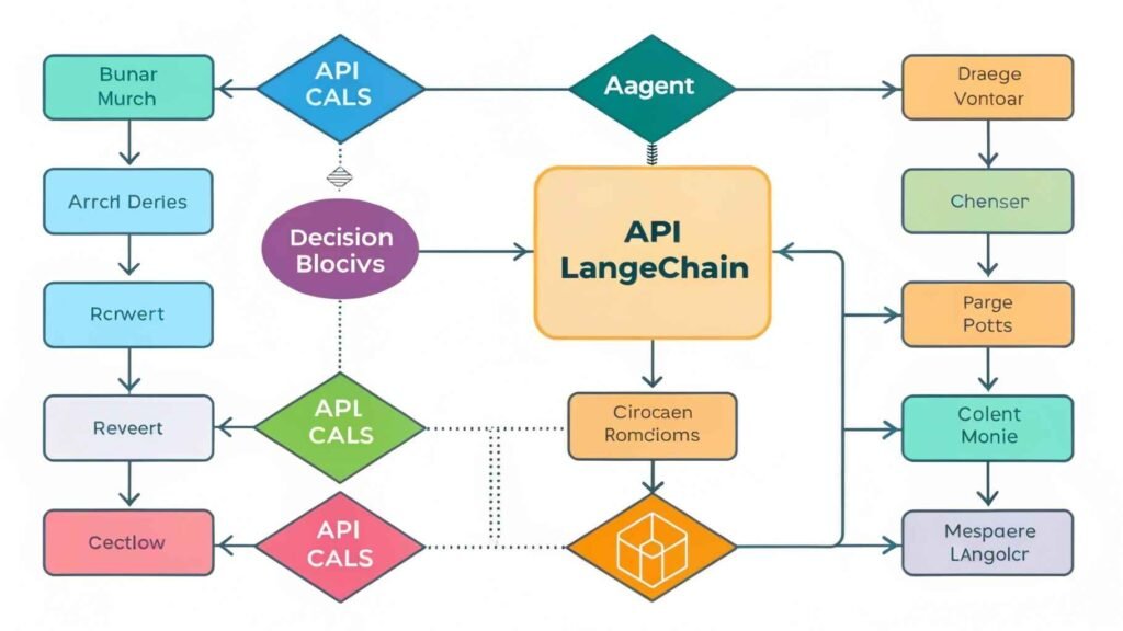 Diagram of LangChain logic flow in an autonomous AI agent