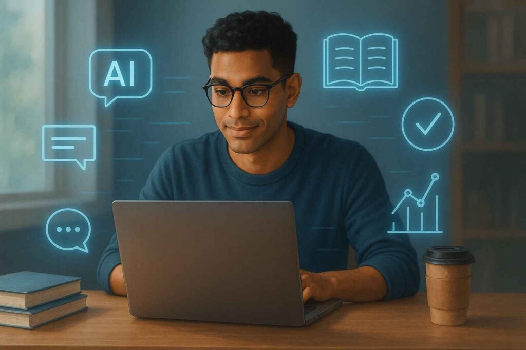 Student using AI tools for studying smarter