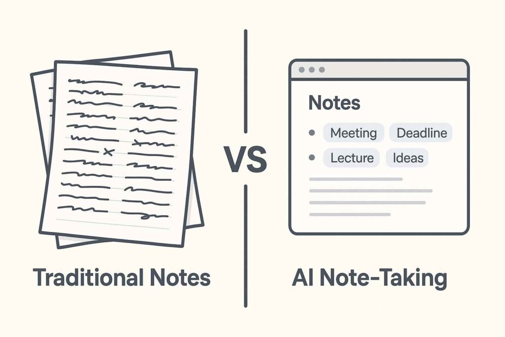 Comparison between traditional and AI-based note-taking methods