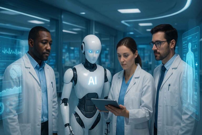 AI-powered technology in a modern hospital setting
