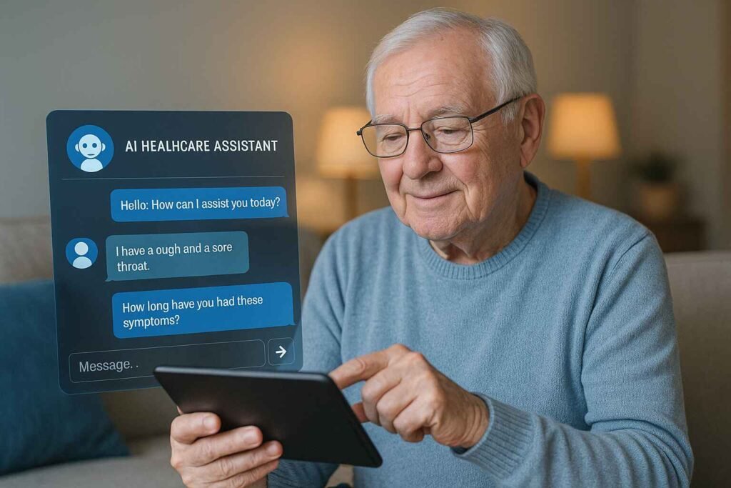 Patient using an AI chatbot for post-discharge care