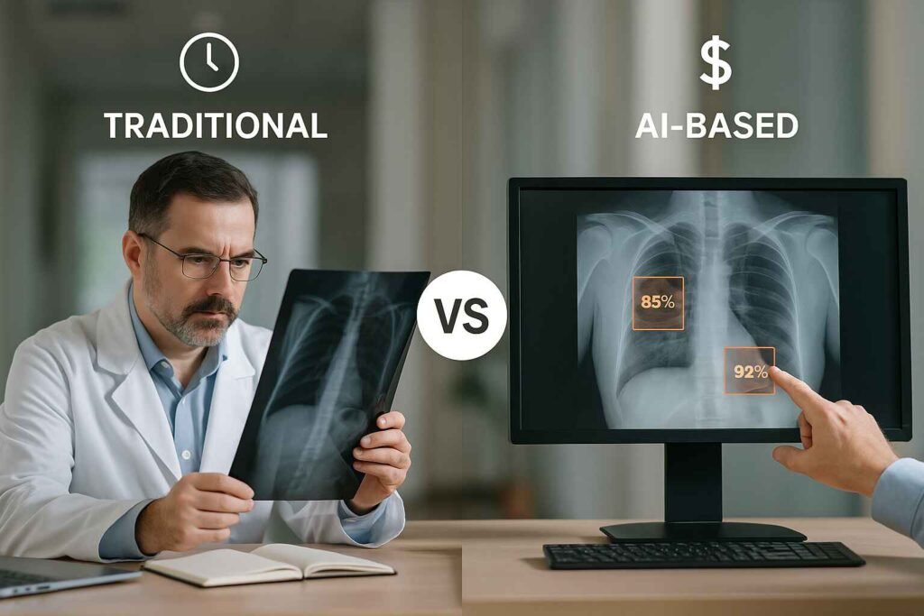 Traditional vs AI medical diagnostics comparison chart
