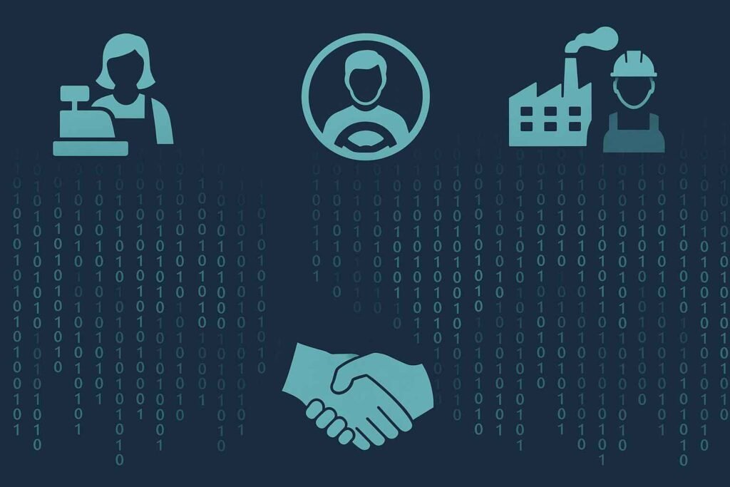 Jobs at high risk of automation represented by fading icons