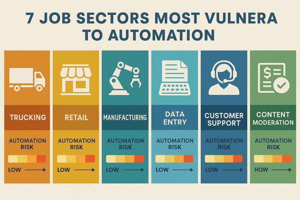 Infographic of job sectors most vulnerable to automation