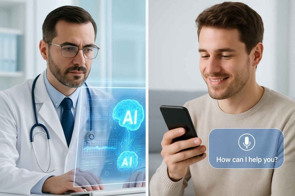 AI used in healthcare and everyday virtual assistants.