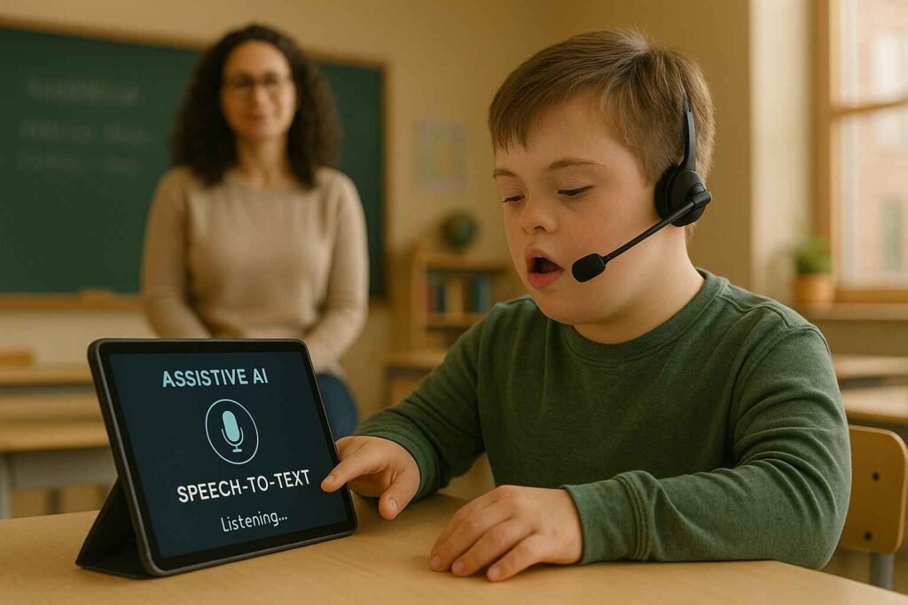 AI supporting a special needs student through assistive technology