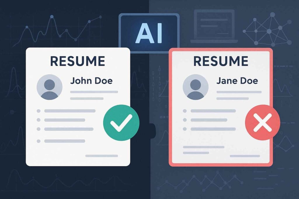 AI filtering resumes showing bias toward male candidates